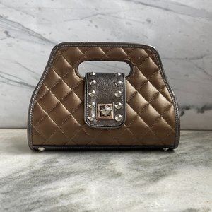 Be & D Bronze Quilted Metallic Clutch